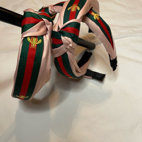❌SOLD OUT❌❌Pink Bee Headband- Red/Green Stripes - Picture 2 of 4